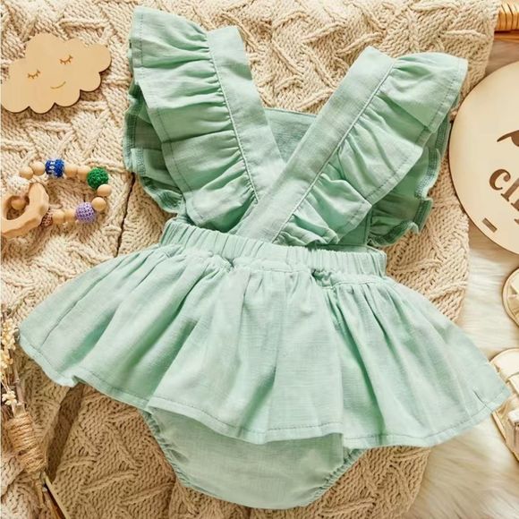 Pink Embroidered Ruffle Romper - Picture 2 of 6